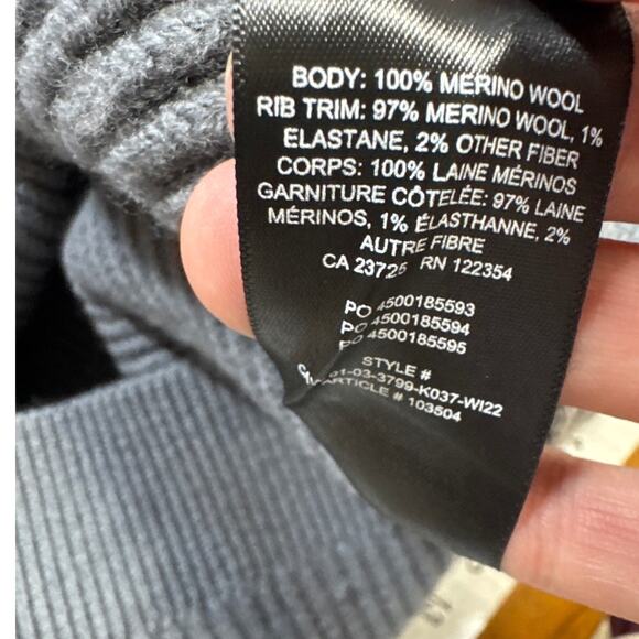 Babaton Gray Merino Wool Ribbed V Neck Sweater Women XS - Picture 6 of 6